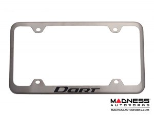 Dodge Dart License Plate Frame - Wideplate - Satin Stainless Steel w/ Dart Logo